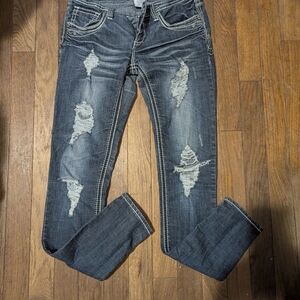 Hydraulic Dark Blue Distressed Skinny Jeans